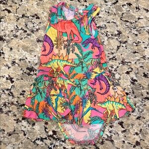 Bums and Roses Dinosaur Print Baby Dress